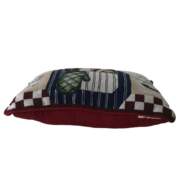 Summer BBQ Throw Pillow Red White Checkered Edges Menu Sauce Condiments Mitt - Picture 4 of 9